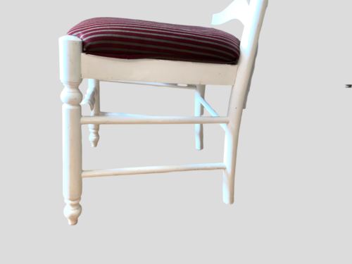 Ladderback White Painted Wooded Dining Highback Chair with Upholstery Seating