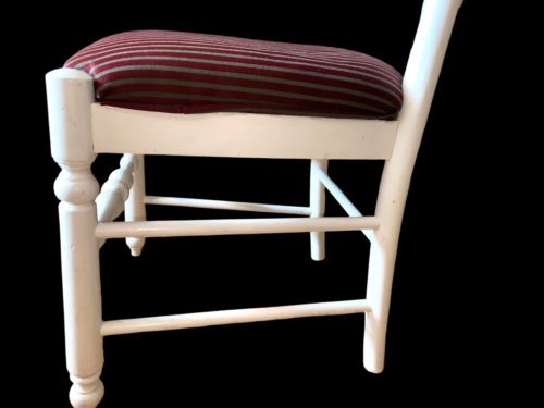 Ladderback White Painted Wooded Dining Highback Chair with Upholstery Seating