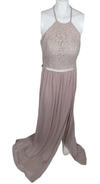 David's Bridal Rose Pink Lace Halter Formal Dress (Size: 10)