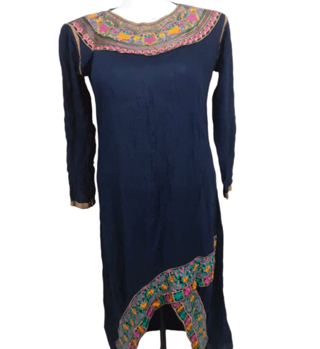 Women's Navy Blue African Traditional Long Sleeve Dress (Size: L)