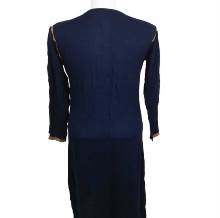 Women's Navy Blue African Traditional Long Sleeve Dress (Size: L)