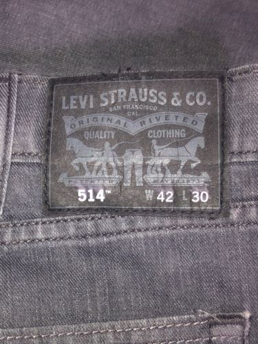 Levi's 514 Straight Fit Charcoal Wash Gray Jeans Men's (Size: 43 x 30) 005140435