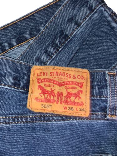 Levi's 505 Regular Fit Med Stone Wash Blue Jeans Men's (Size: 36 x 34) 5054886