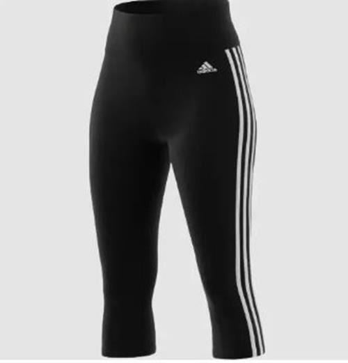 adidas Performance High Rise 3-Stripes 3/4 Sport Tight Blk/Wht (Size: XL) GL3985