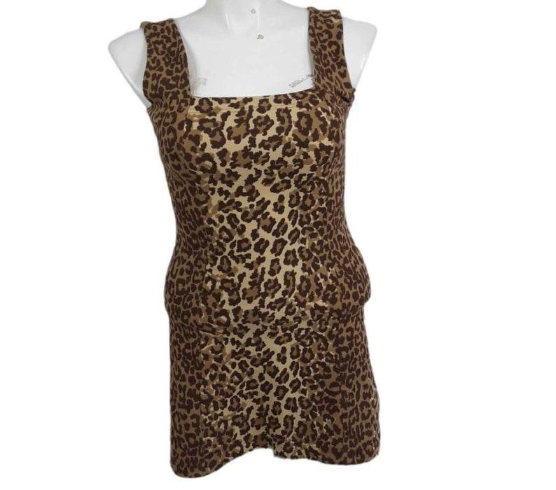 Moda International Women's Brown Cheetah Sleeveless Dress (Size: M)