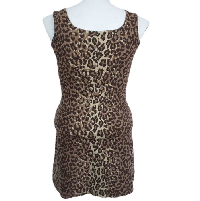 Moda International Women's Brown Cheetah Sleeveless Dress (Size: M)