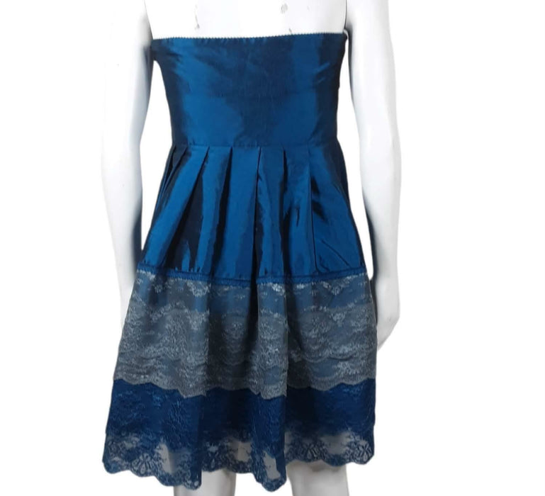 Ya Women's Blue Strapless Formal Lace Bottom Dress (Size: M)