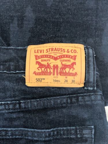 Levi's 502 Regular Taper Fit Dark Wash Blue Jeans Youth (Size: 16R)