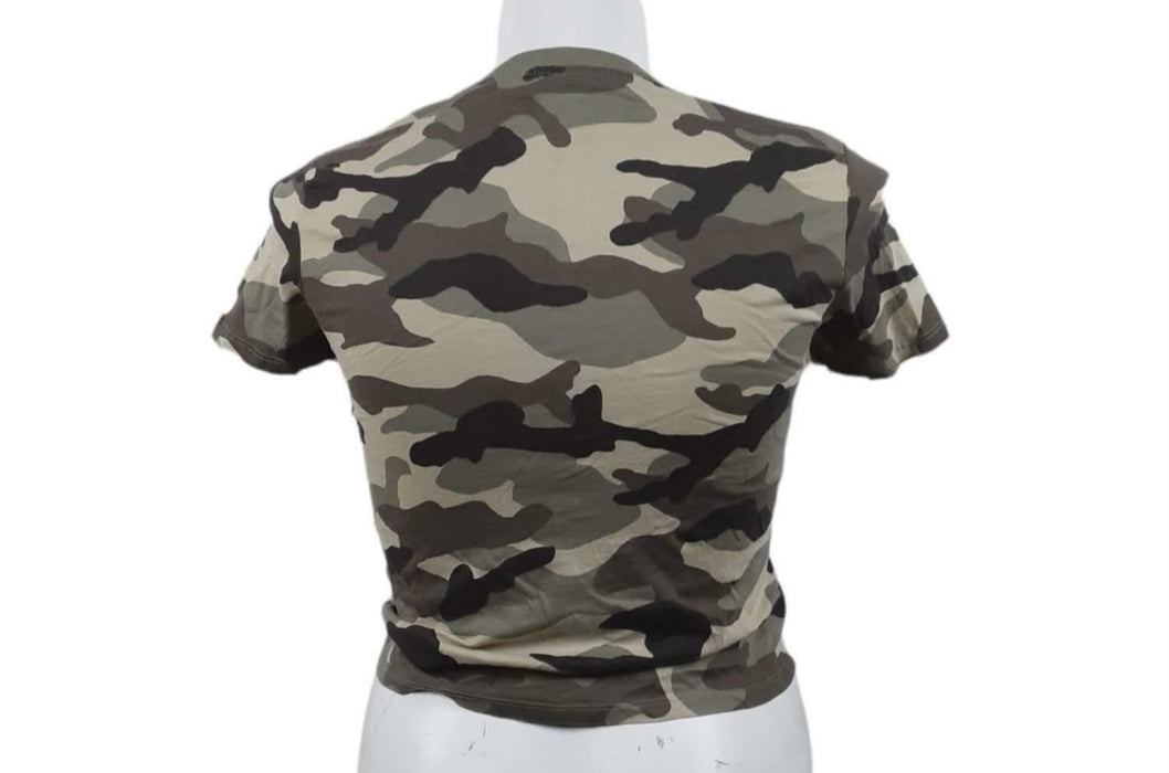 Divided H&M Women's Green Camouflage Crop Top (Size: M)