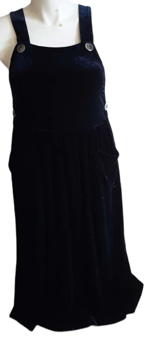 Carol Anderson California Women's Blue Velvet Bib Overall Dress Dress (Size: M)