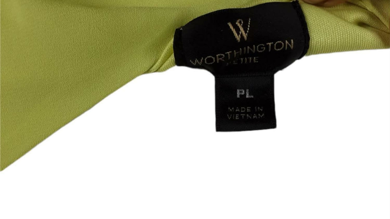 Worthington Women's Bright Yellow Open Slit Puff Sleeve V-Neck Dress (Size: PL)