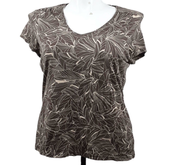 Apostrophe Stretch Women's Brown Palm Top (Size: XL/16-18)