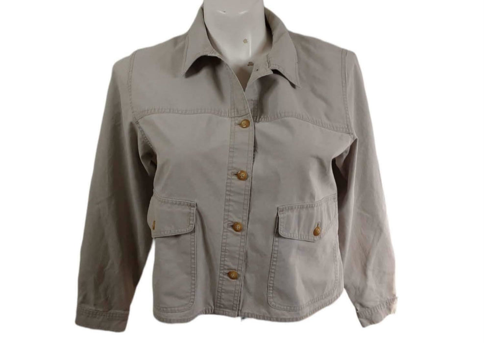 L.L. Bean Women's Tan Button Up Long Sleeve Crop Jacket (Size: Regular-Med)