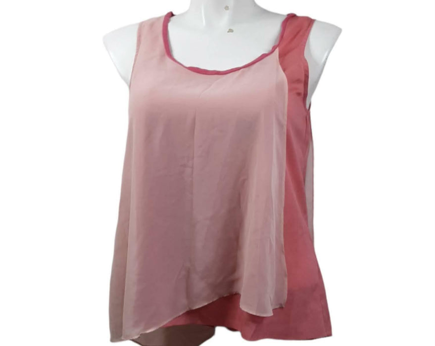 A.n.a Womens Pink Round Neck Sleeveless Tank Top (Size: L)