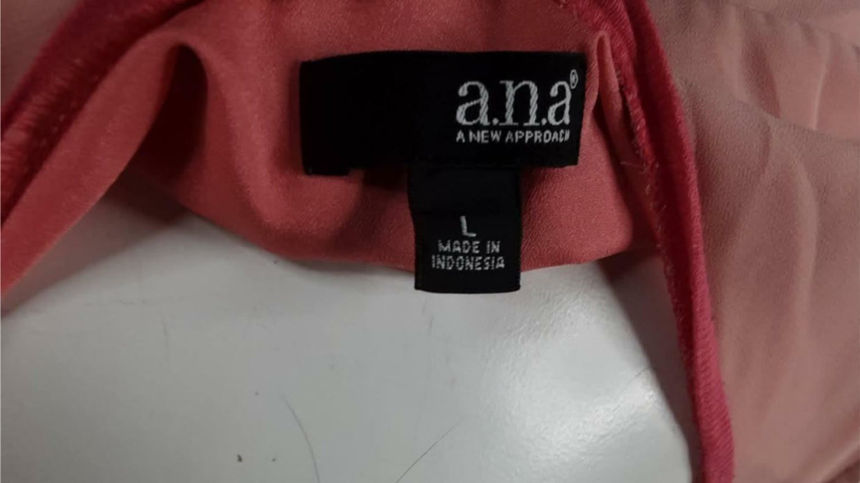 A.n.a Womens Pink Round Neck Sleeveless Tank Top (Size: L)