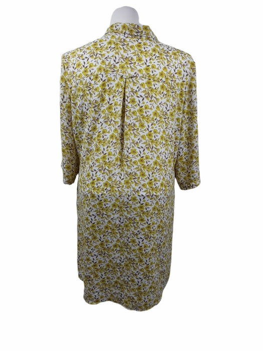 New York & Co. Yellow Floral V-Neck Dress (Size: XL)