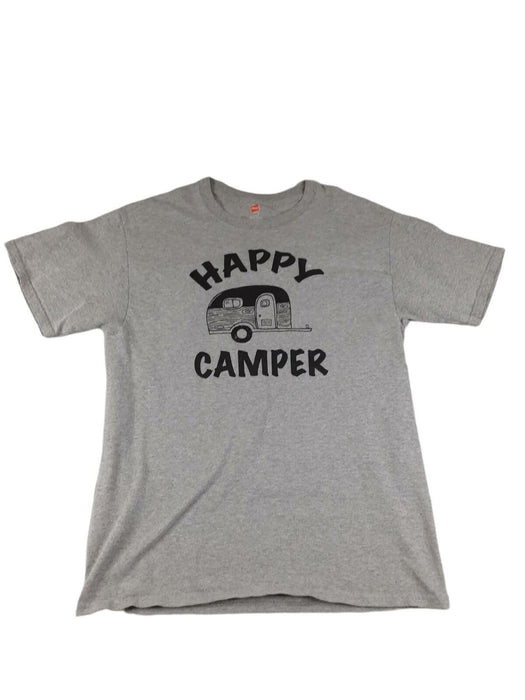 Hanes Men's Gray "Happy Camper" Short Sleeve T-Shirt (Size: M)