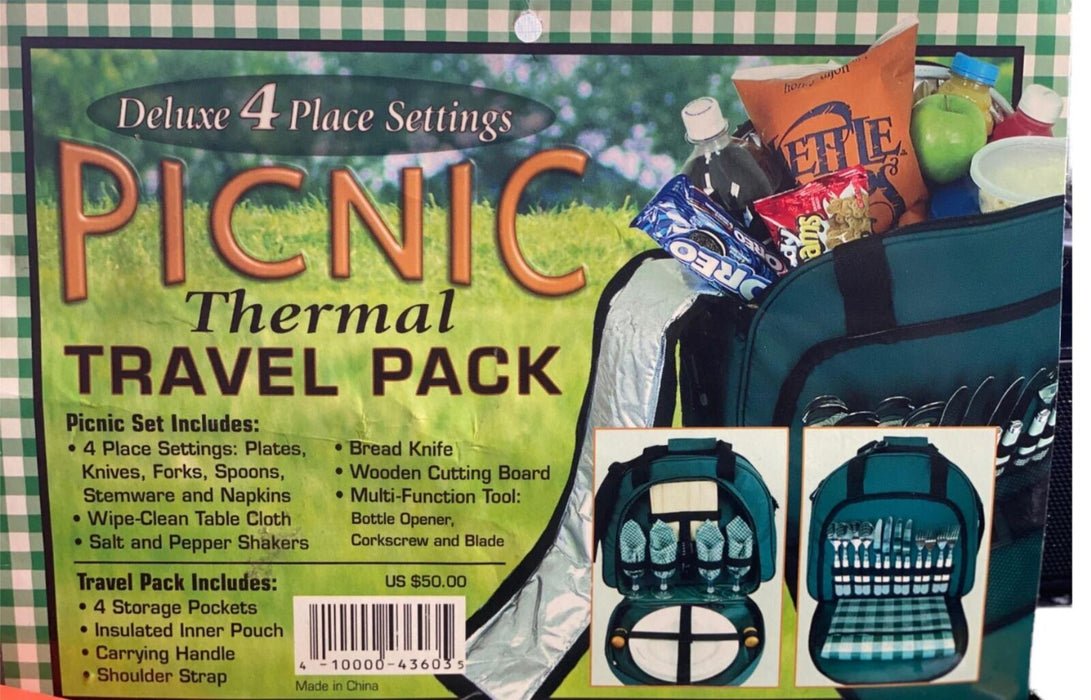 Thermal Deluxe 4 Place Setting Traveling Picnic Pack