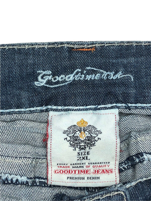 Good Time Distressed Straight Fit Medium Wash blue Jeans Men's (Size: 2XL)
