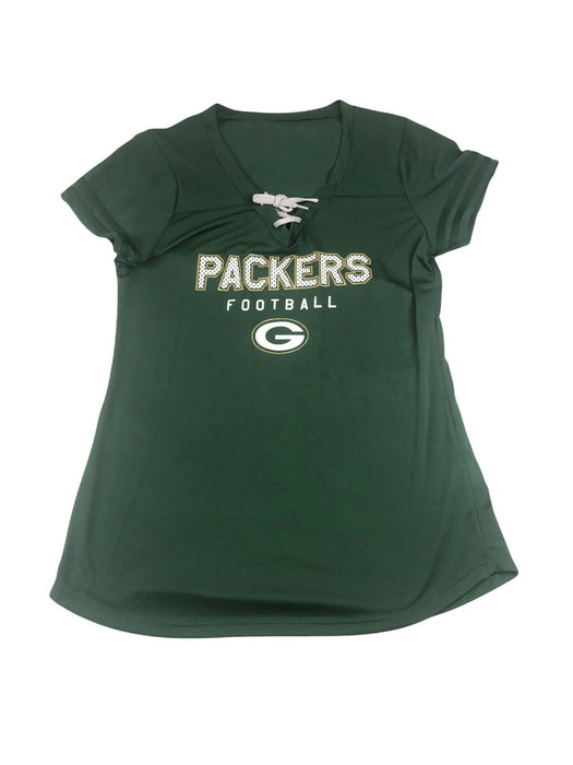 Green Bay Packers NFL Team Apparel V-Neck Shirt Green Women's (Size: L)