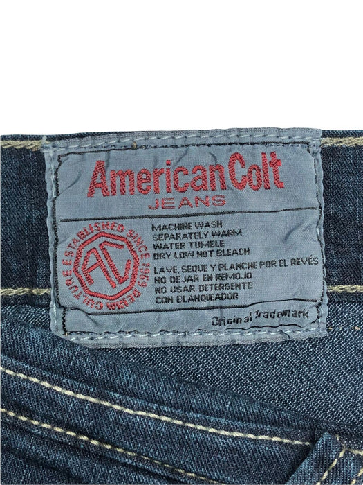 American Colt Regular Fit Stretch Dark Wash Blue Jeans Men's ((Size: 32 x 35)