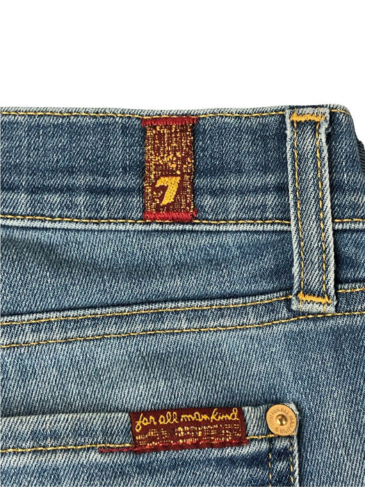 7 For All Mankind Skinny Fit Distressed Medium Wash Blue Jeans Women's (SZ: 28)