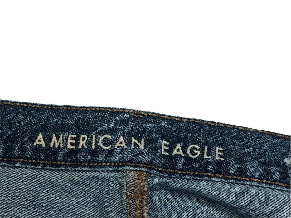 American Eagle Distressed 90s Boy Friend Med Wash Blue Jeans Women's (Sz: 14)