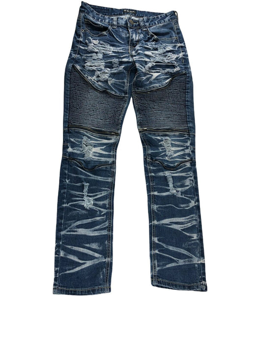 CJ Black Skinny Flex Biker Distressed Jeans Dark Acid Wash Black (Size: 28 x 30)