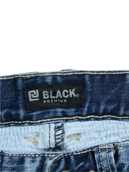 CJ Black Skinny Flex Biker Distressed Jeans Dark Acid Wash Black (Size: 28 x 30)