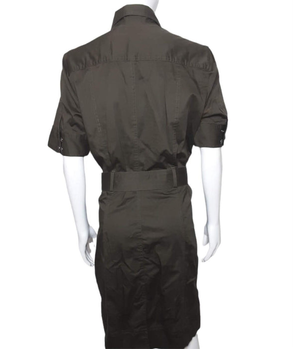 NY & Co Women's Olive Green Button Up Dress w/ Belt (Size: 12)