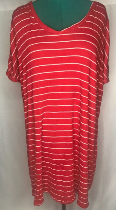 Junarose Women's Stripes Stretchy Crinkle Top Red/White (Size: XL)