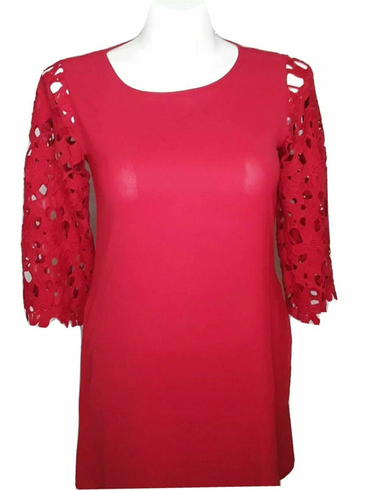 Women's Lace Sleeve 2 Pocket Dress Red (Size: S)