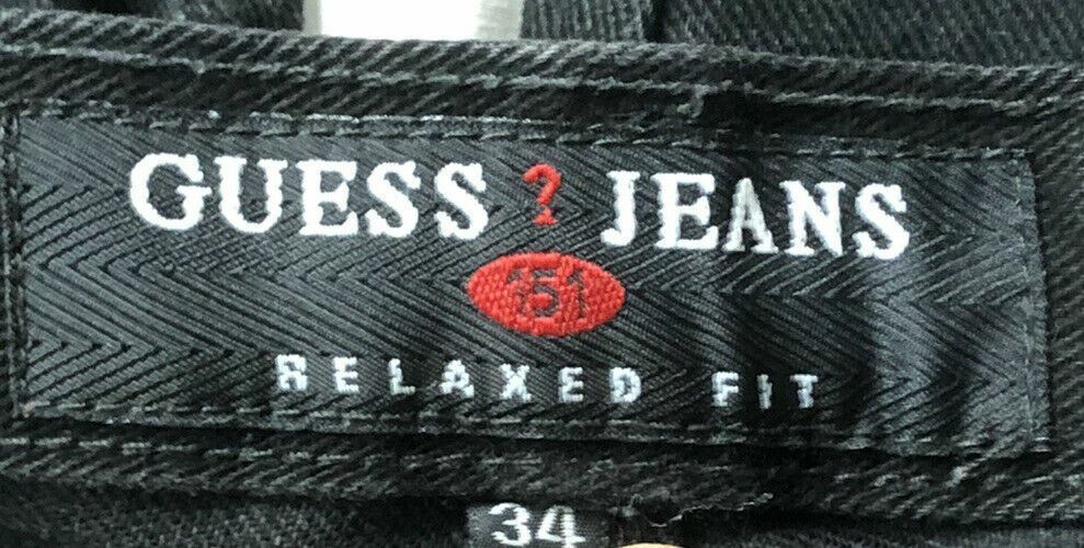 Guess 151 Relaxed Fit Jeans Dark Wash Black (Size: 34 x 32)