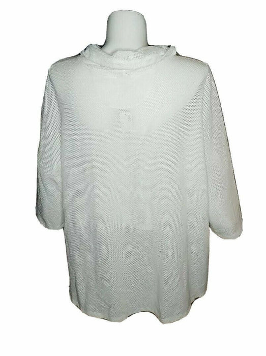 Avenue Leisure White Waffle Knit Pullover Top w/ Drawstring (Size 26/28)