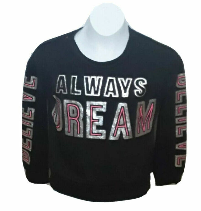 Beatuees Black "Always Dream" Long Sleeve 3 Way Screen Top (Size: M)