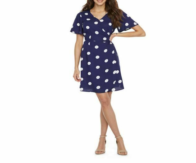 Peyton & Parker Blue/White Polka Dot Wrap Dress