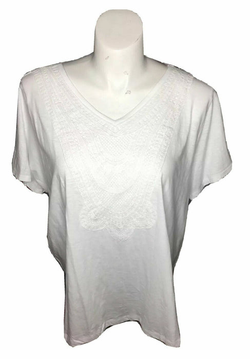 French Laundry White Lace Front Top (Size: 3X)