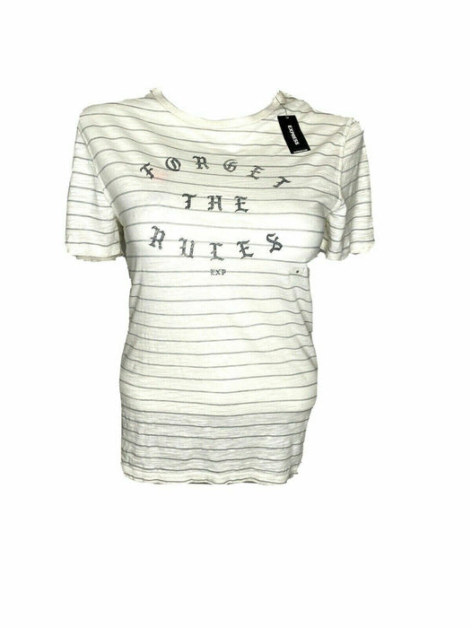 Express White Stripe "Forget The Rules" Graphic Tee (Size: S)