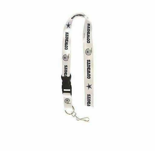 NFL Dallas Cowboys Lanyard 26" White Key Chain With Buckle