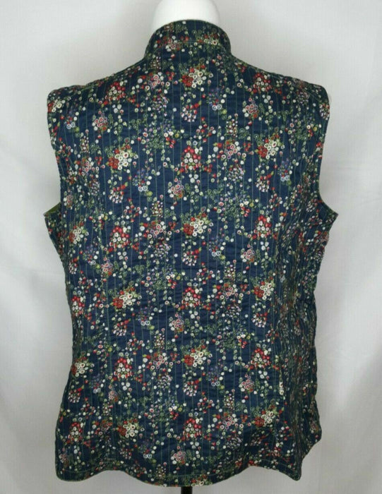 Women Original Double-Sided Green & Blue Floral Vest (Size: See Measurements)