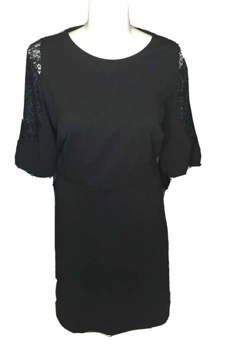 London Style Collection Black Lace Sleeve Dress (Size: 24W)