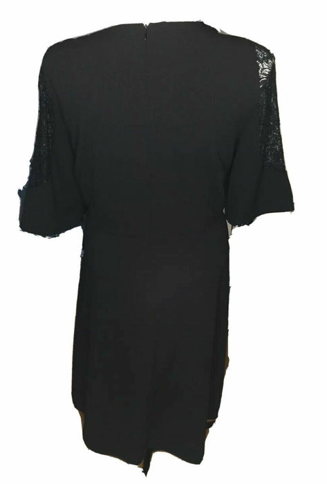 London Style Collection Black Lace Sleeve Dress (Size: 24W)