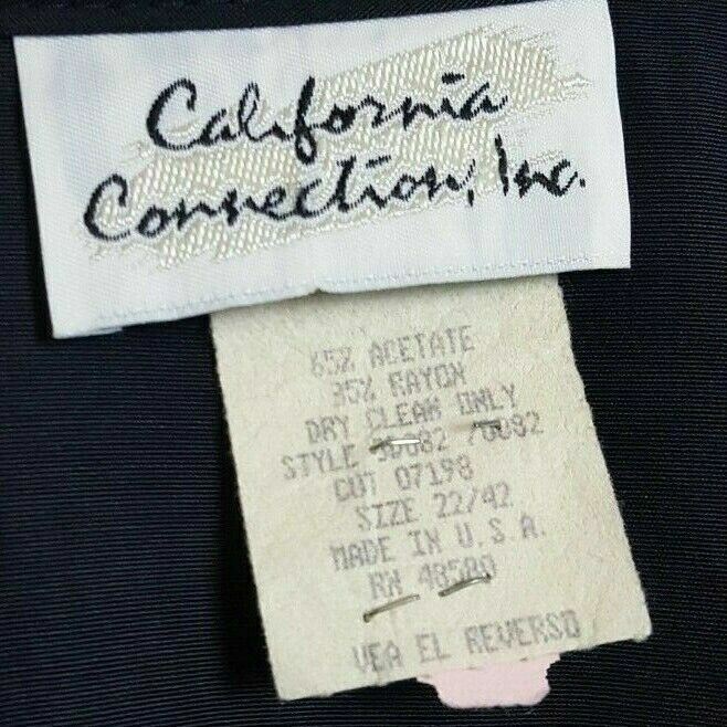 California Connection Black Long Sleeve Button Down Top (Size: 22/42)