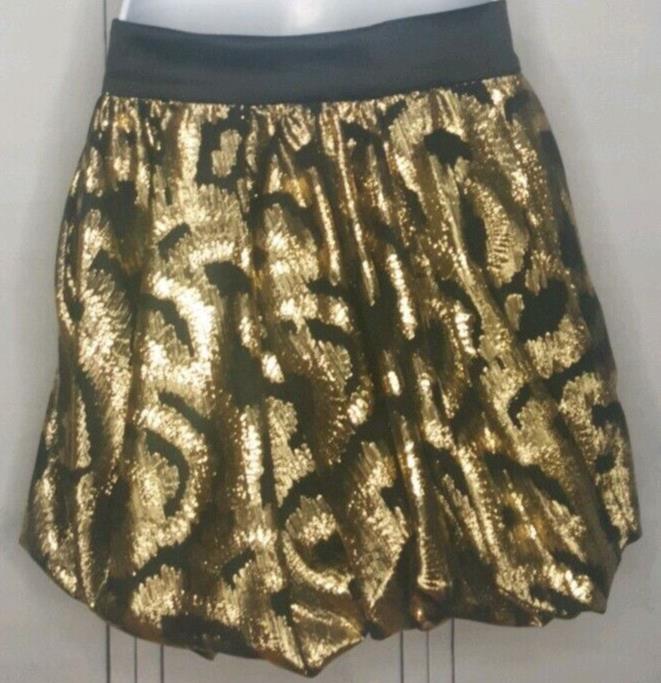 Zara Women's Metallic Thread Skirt Black/Gold (Size: S)