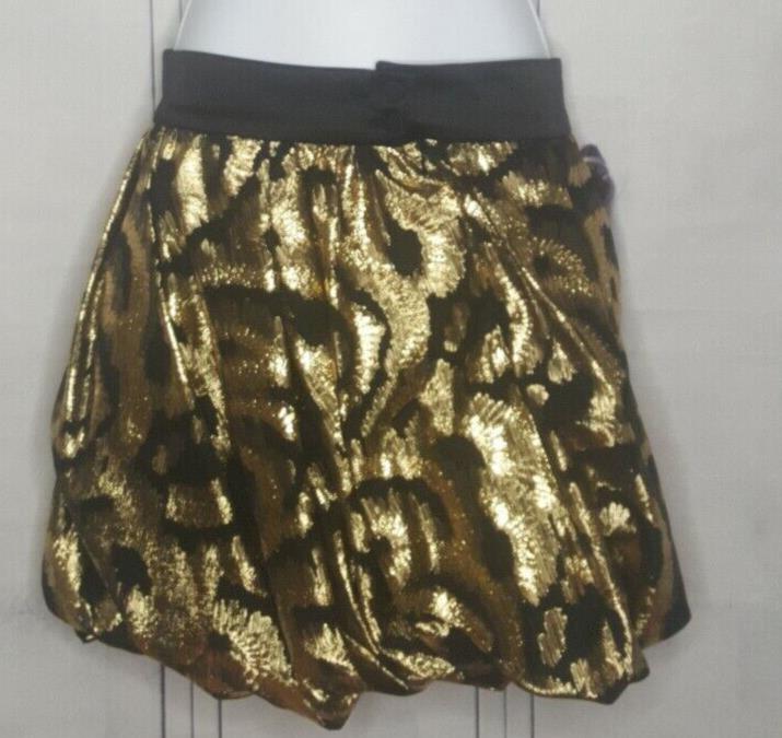 Zara Women's Metallic Thread Skirt Black/Gold (Size: S)