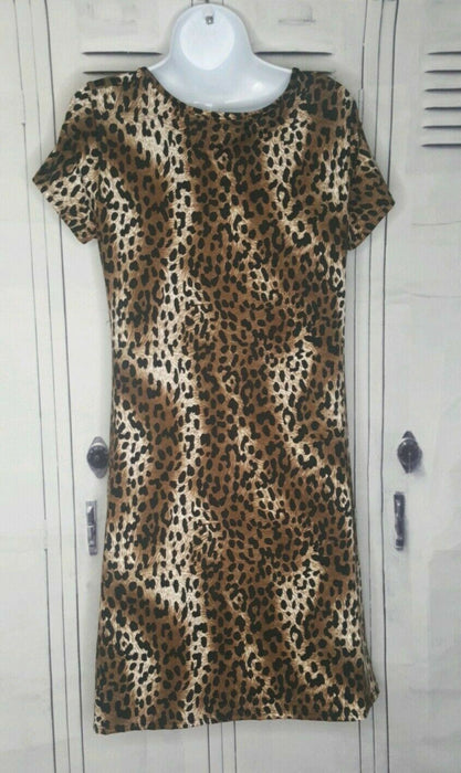 Notations Keyhole Leopard Print Dress Brown (Size: S)