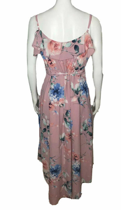 By & By Floral Sleeves Ruffle Dress Pink (Size: L/XL)