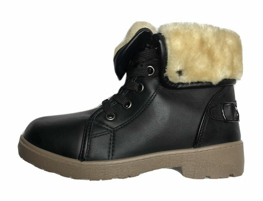 Olivia Miller Girl Black Fur Fold-Down Hartley Ankles Wynnie Boots Girl (Size 2)