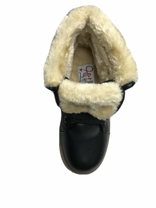 Olivia Miller Girl Black Fur Fold-Down Hartley Ankles Wynnie Boots Girl (Size 2)