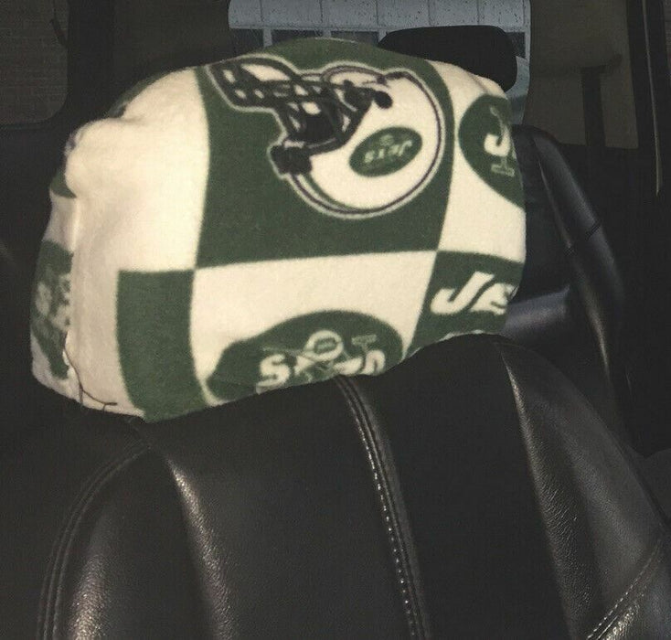 NY Jets | NFL Fleece Custom Head Rest Cover Set | Fits Car/TrucK